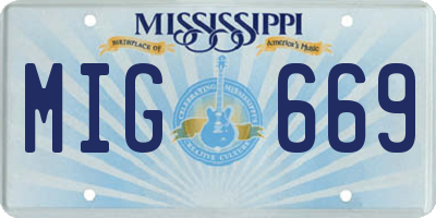MS license plate MIG669