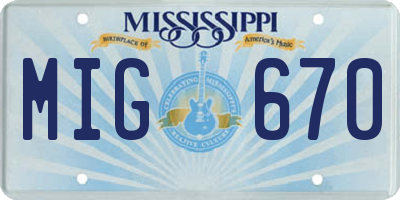 MS license plate MIG670