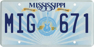 MS license plate MIG671