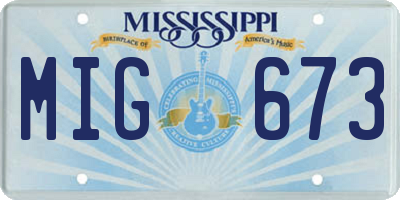 MS license plate MIG673