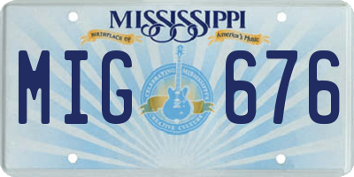 MS license plate MIG676