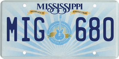 MS license plate MIG680