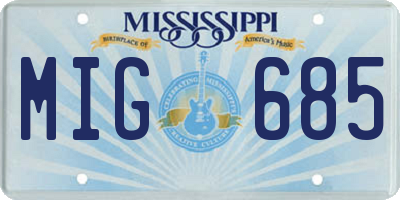 MS license plate MIG685