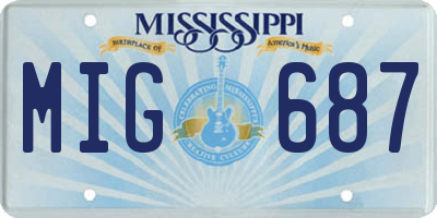 MS license plate MIG687