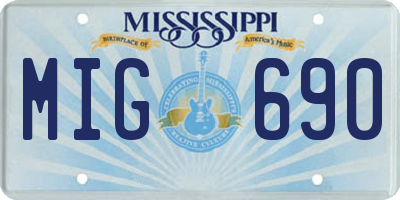 MS license plate MIG690