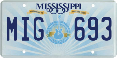 MS license plate MIG693