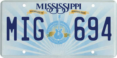 MS license plate MIG694