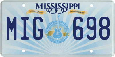 MS license plate MIG698