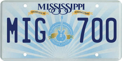 MS license plate MIG700