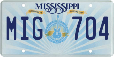 MS license plate MIG704