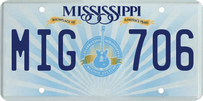 MS license plate MIG706