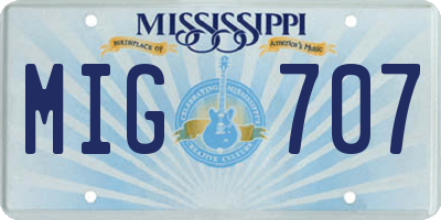 MS license plate MIG707
