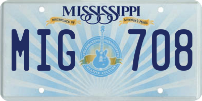 MS license plate MIG708