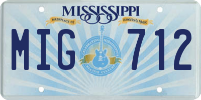 MS license plate MIG712