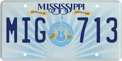 MS license plate MIG713