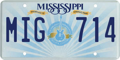 MS license plate MIG714