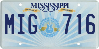 MS license plate MIG716