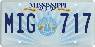 MS license plate MIG717