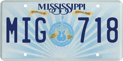 MS license plate MIG718