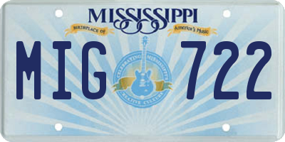 MS license plate MIG722