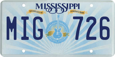 MS license plate MIG726