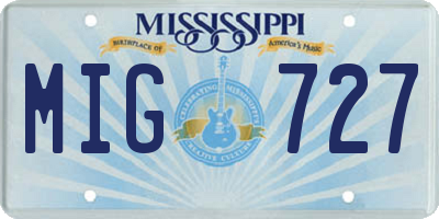 MS license plate MIG727