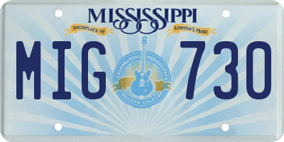 MS license plate MIG730