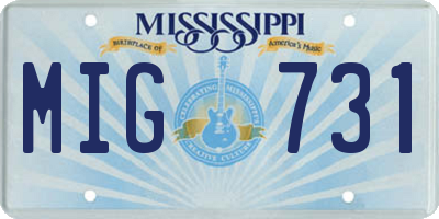 MS license plate MIG731