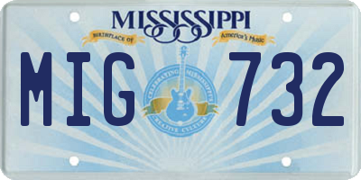 MS license plate MIG732