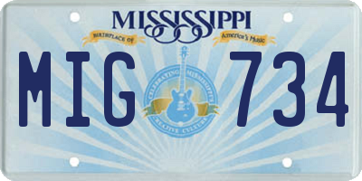MS license plate MIG734