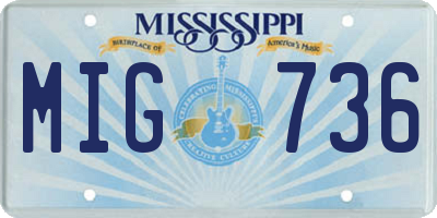 MS license plate MIG736