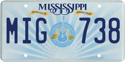 MS license plate MIG738