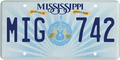 MS license plate MIG742