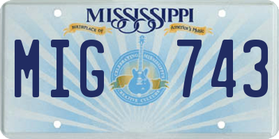 MS license plate MIG743