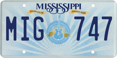 MS license plate MIG747