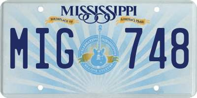 MS license plate MIG748