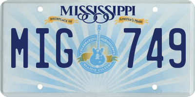MS license plate MIG749