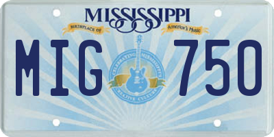MS license plate MIG750