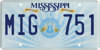 MS license plate MIG751