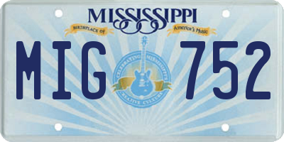 MS license plate MIG752