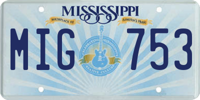 MS license plate MIG753
