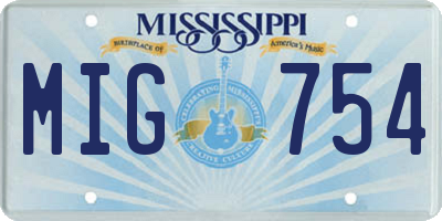 MS license plate MIG754