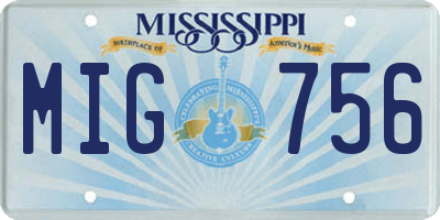 MS license plate MIG756