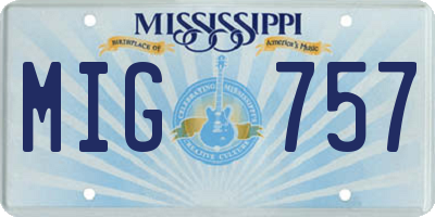 MS license plate MIG757