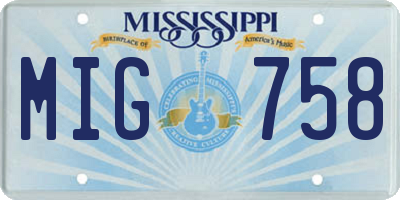 MS license plate MIG758