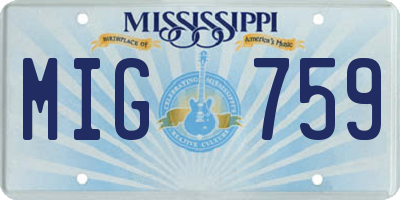 MS license plate MIG759