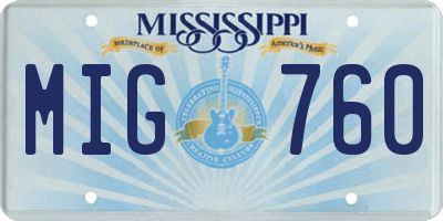 MS license plate MIG760