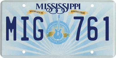MS license plate MIG761