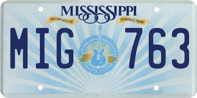 MS license plate MIG763