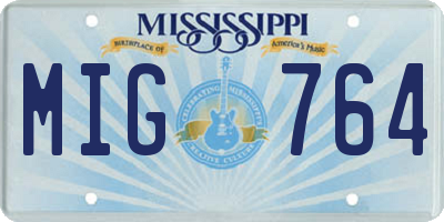 MS license plate MIG764
